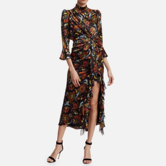 CINQ A SEPT - JULIANA TIE-WAIST SILK MIDI DRESS